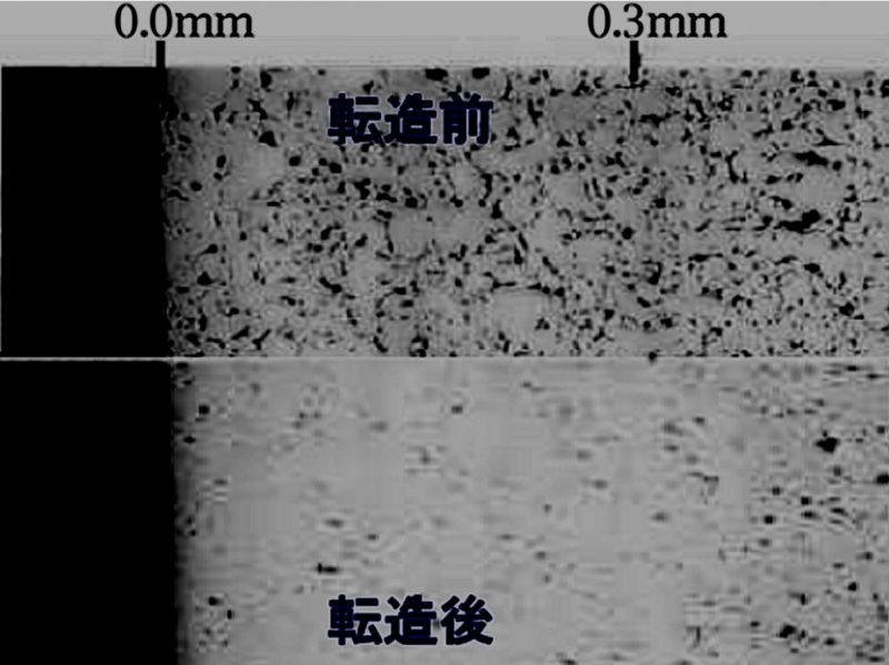 転造による歯面緻密化の状態